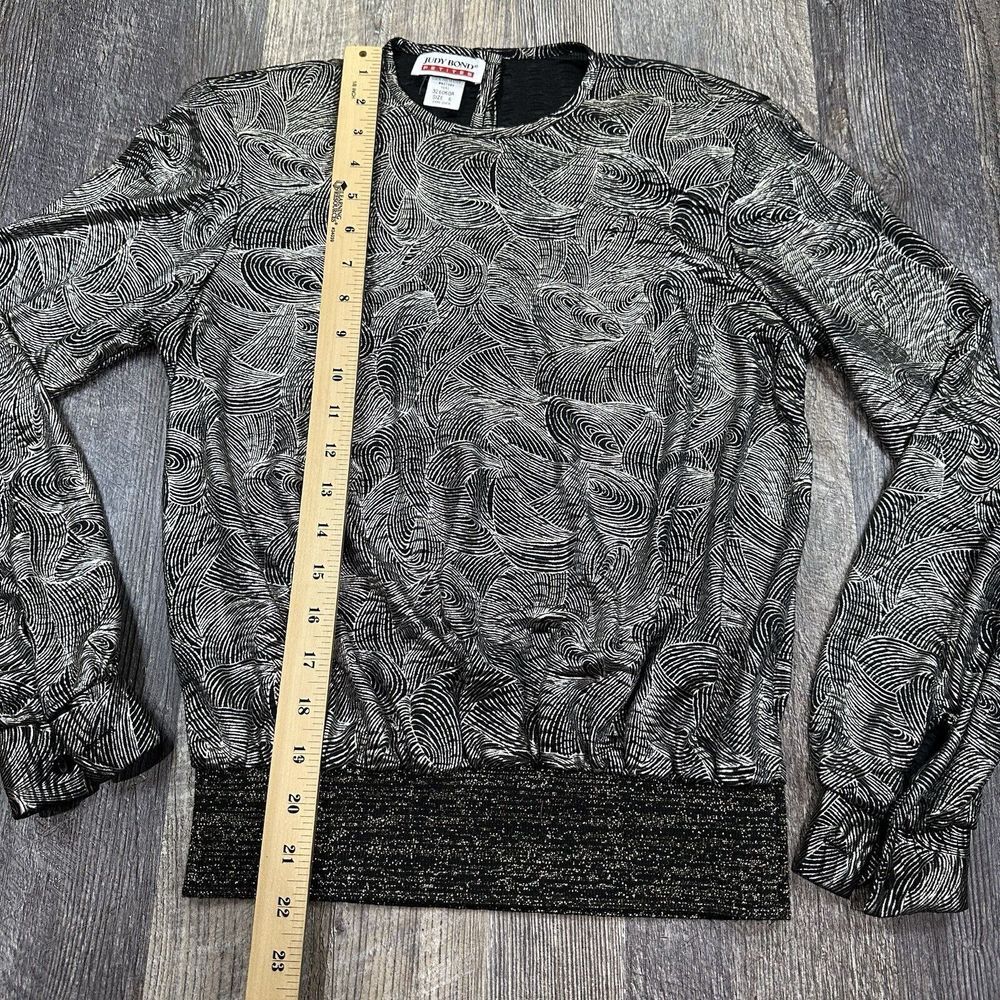 VTG Judy Bond Petites‎ Blouse Womens 6 Long Sleeve Metallic Abstract Swirl USA - Picture 13 of 16